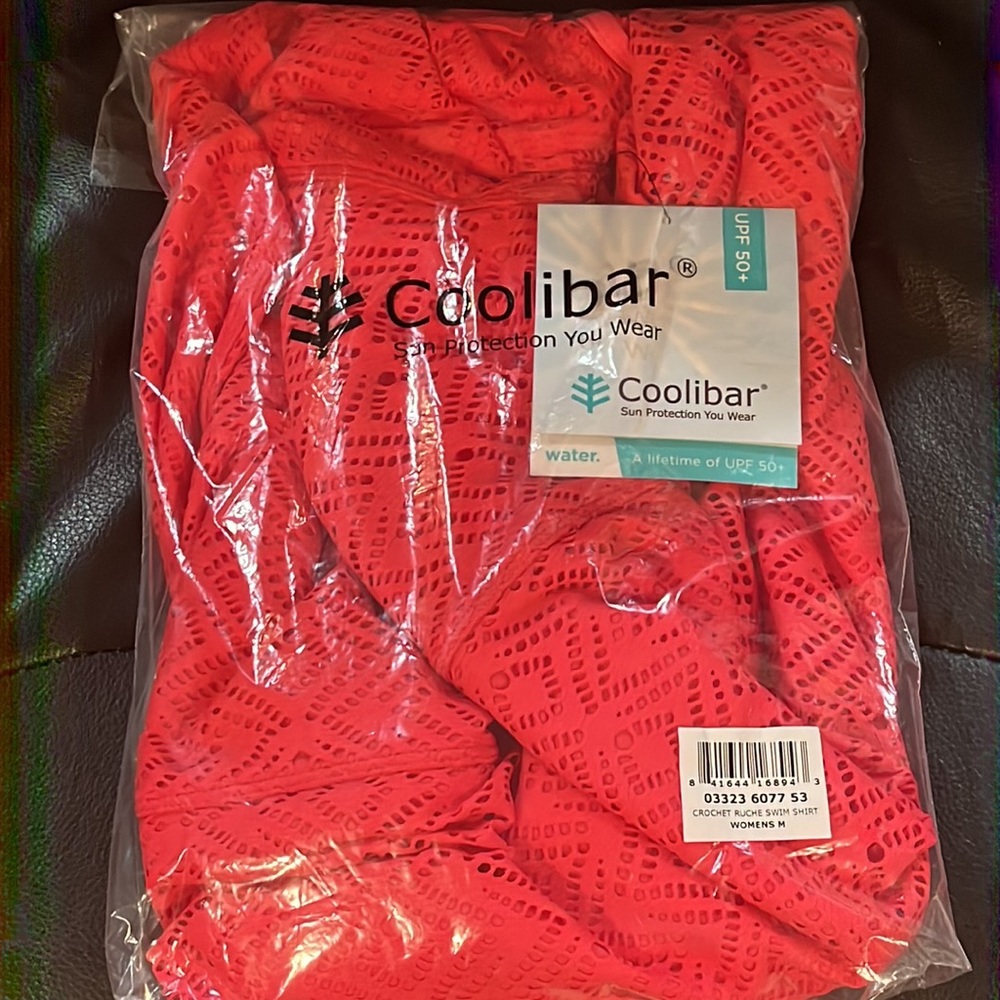 Coolibar Womens Crochet Ruche Swim Shirt UPF 50+ Size Medium - Picture 6 of 8